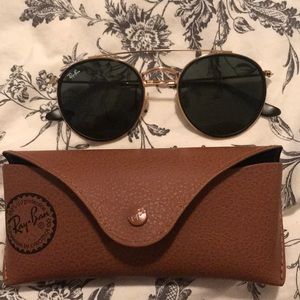 Round ray bans with brow bar